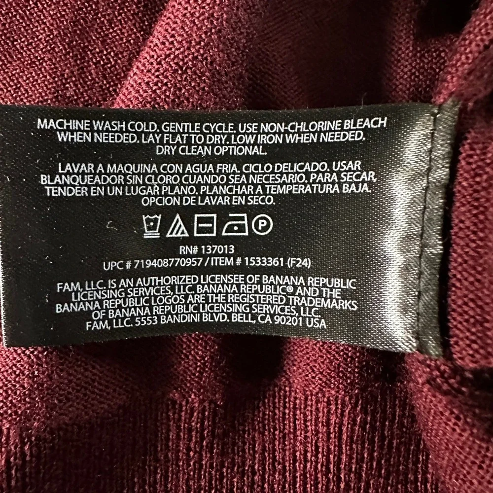 Banana Republic Mens Merino Wool Crewneck Sweater‎ Dark Red XL 1533361